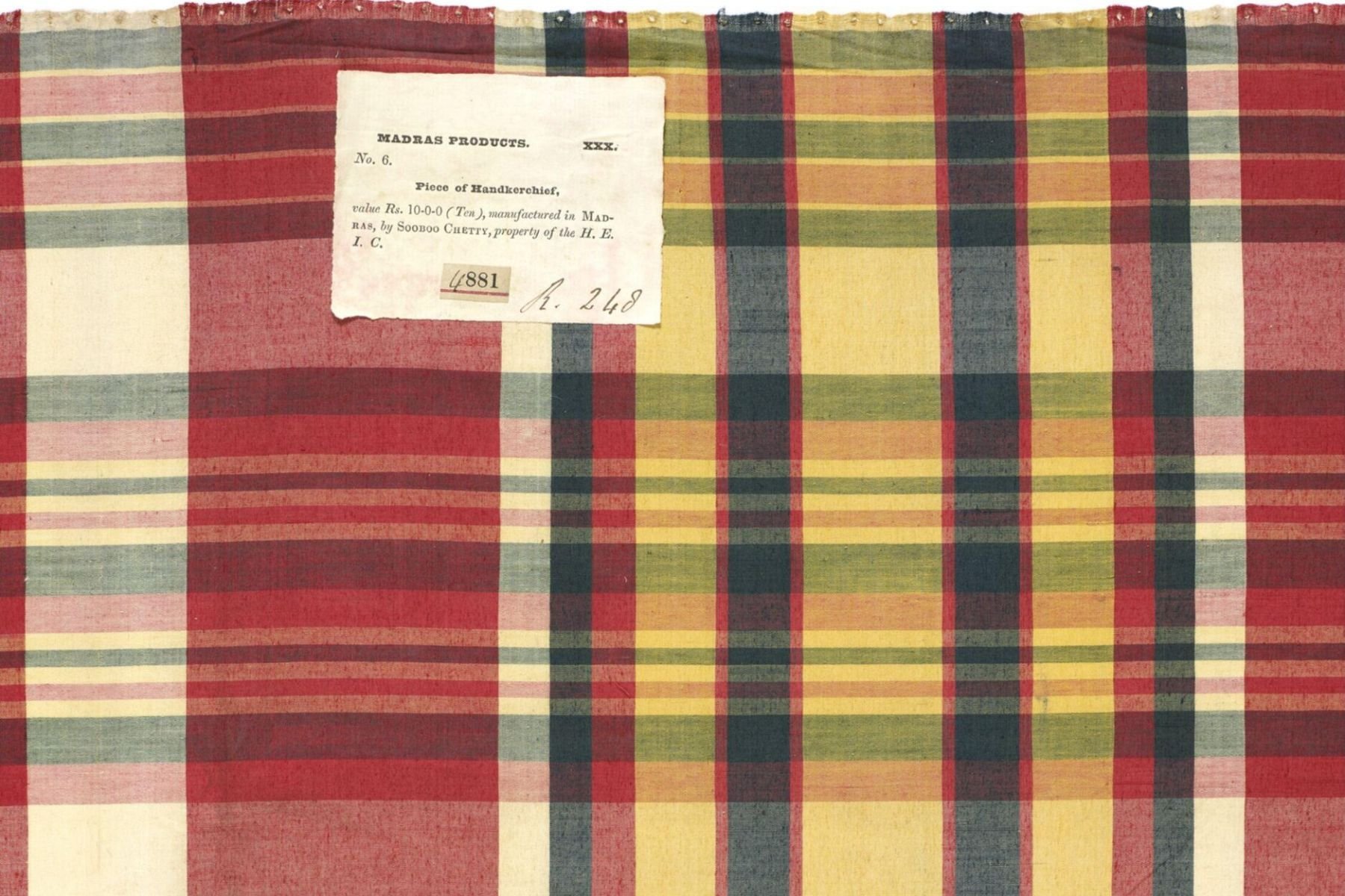 Length of Madras Handkerchiefs attributed to Sooboo Chetty, Chennai, Tamil Nadu, c.1855. V&A, 4881(IS)