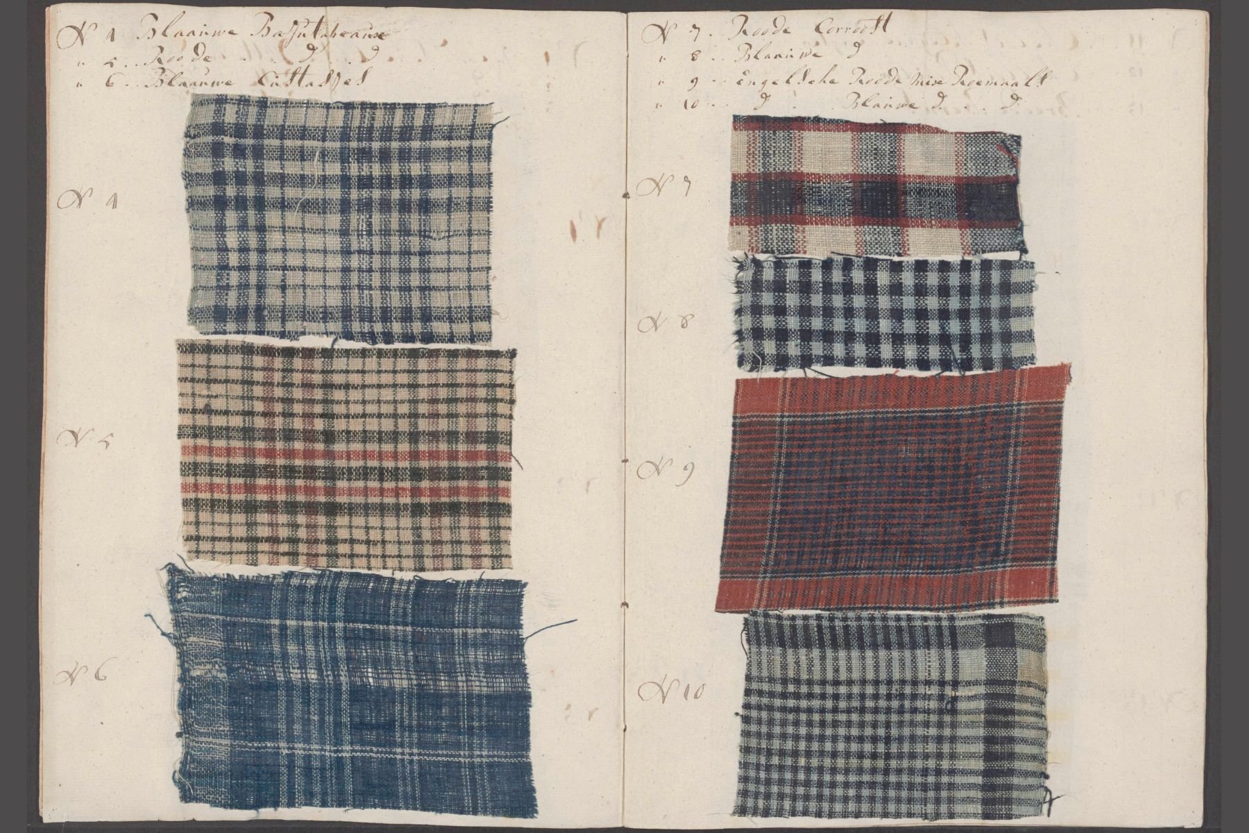 Indian textiles samples in the ship's papers and other documents provided with slave ship De Vrouwe Maria Geertruida, which set sail for the Guinea coast on January 7, 1788 Nationaal Archief, 1.05.01.02, no. 179