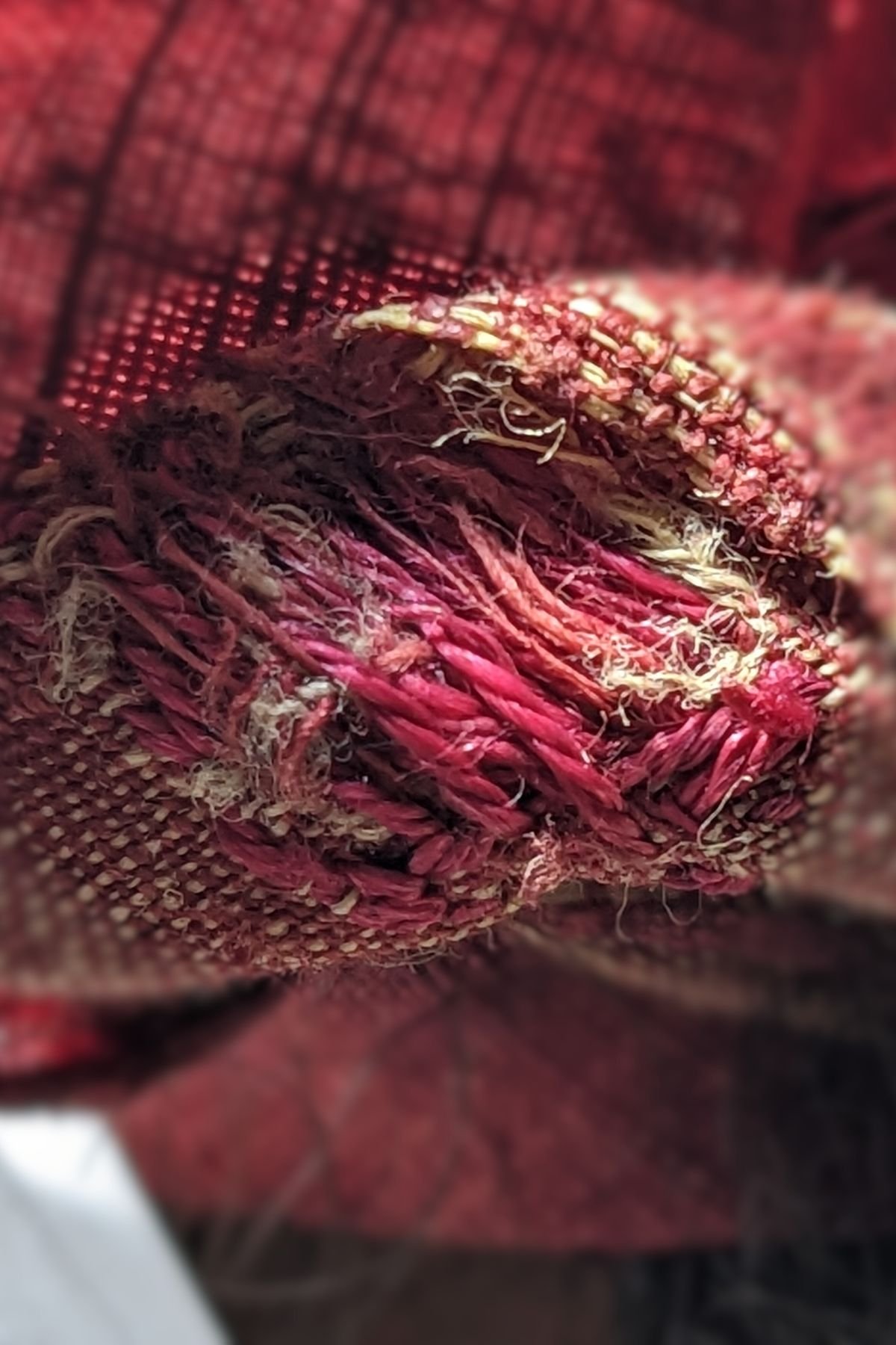 Darning Repair on the Doll's Headwrap