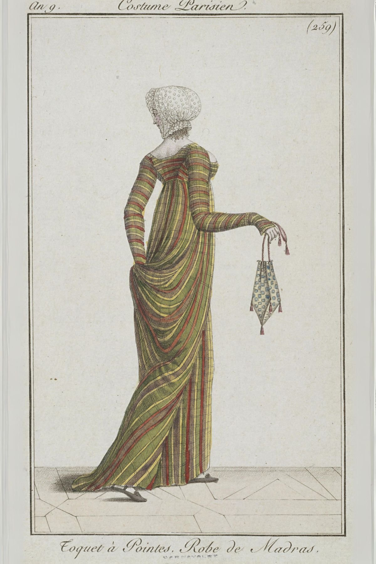 ‘Toquet à Pointes, Robe de Madras’from Costume Parisien Unknown artist Paris, France, 1801 Palais Galliera, Musée de la Mode de la Ville de Paris, K5177
