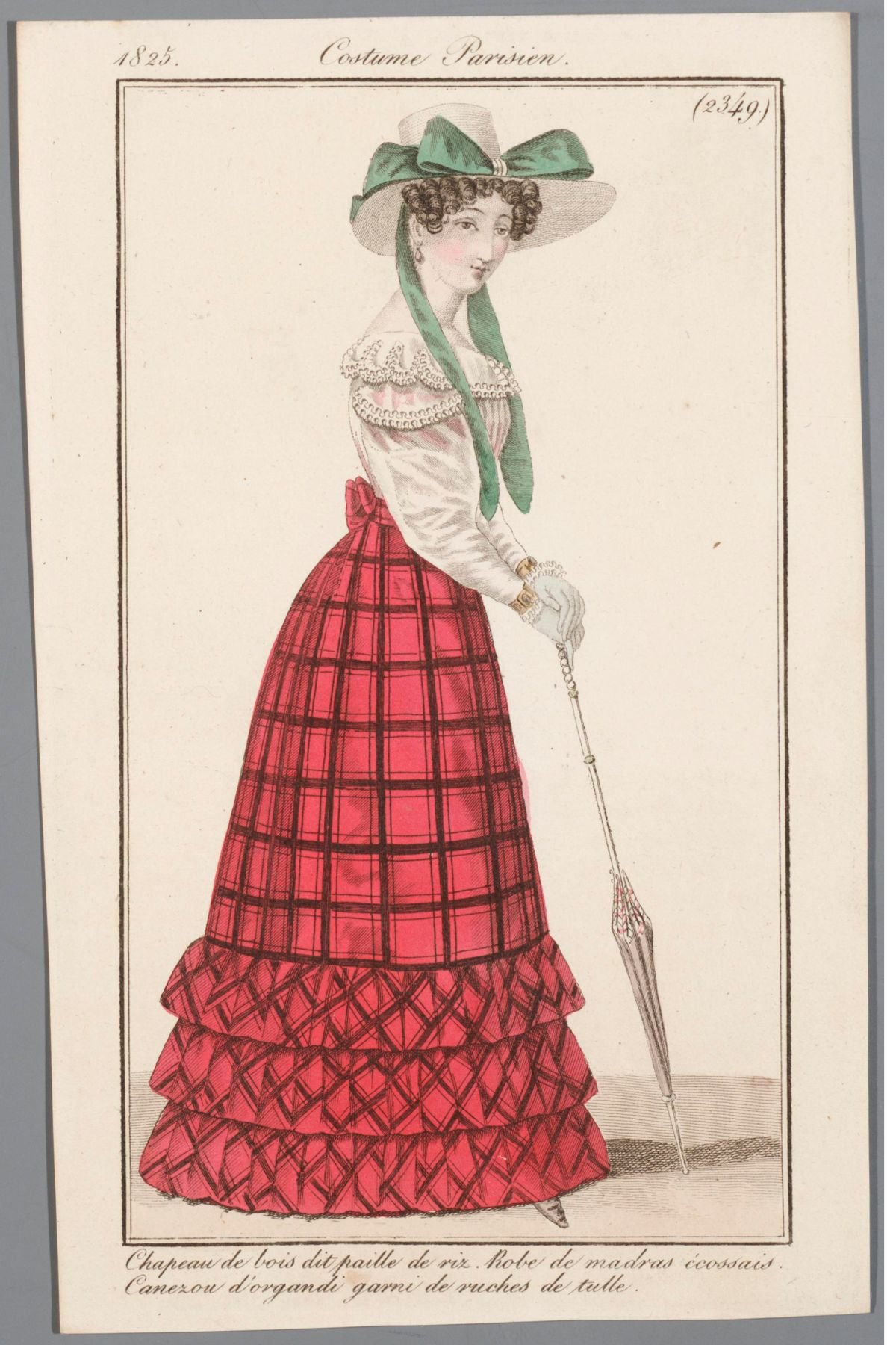 Robe de madras écossais from Costume Parisien Unknown artist  Paris, France, 1823 Amsterdam Museum,  A 56150