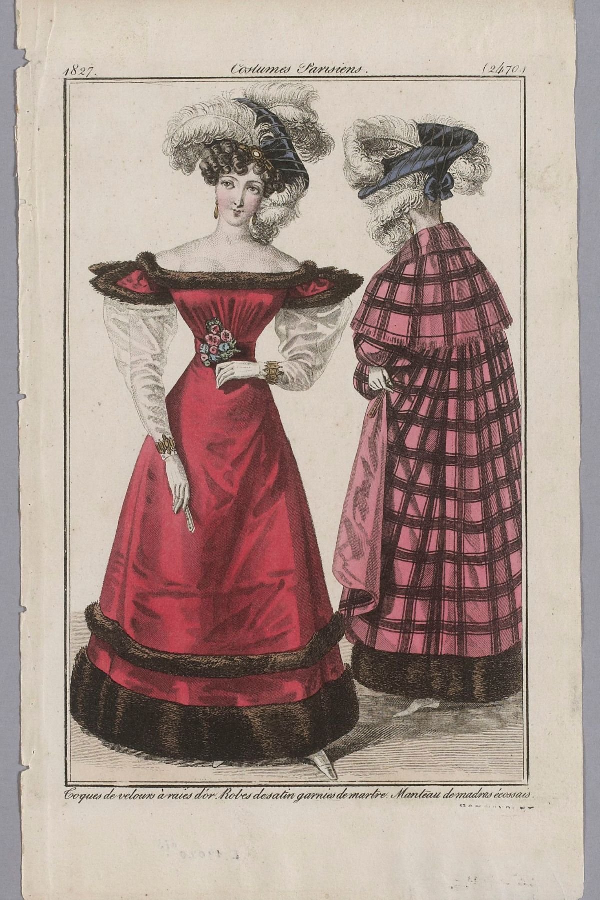 Manteau de madras écossais from Costumes Parisiens Unknown artist Paris, France, 1827 Palais Galliera, Musée de la Mode de la Ville de Paris, K3964