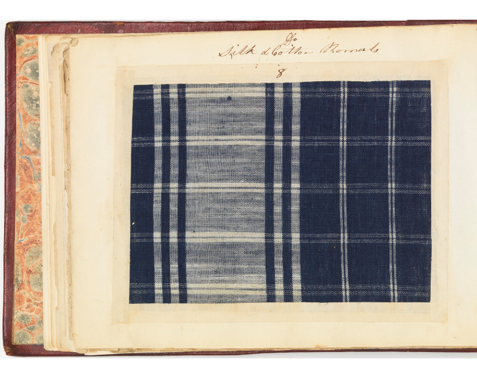 Swatch book sample annotated ‘Silk & Cotton Romals’ John Philips & Co Manchester, 1790s Cooper Hewitt, Smithsonian Design Museum, 1936-46-1